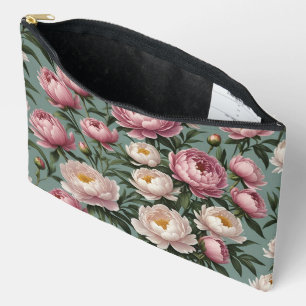 Pink and white Peony flowers Accessory Pouch