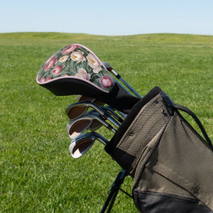 Pink and white Peony flowers Golf Head Cover