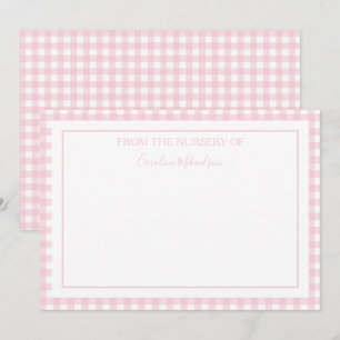 Pink and White Personalized Gingham Pattern Card