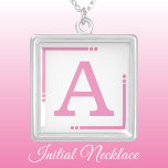 Pink and white personalized initial silver plated necklace<br><div class="desc">Personalized necklace /  pendant.
Add your initial.
Colour scheme: pink and white</div>