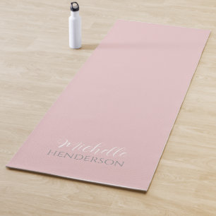 Pink and White Personalized Monogram Name Yoga Mat