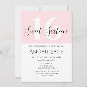 Pink and White Personalized Photo Sweet Sixteen Invitation