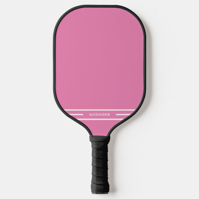 Pink and White Pickleball Paddle with Name (Front)