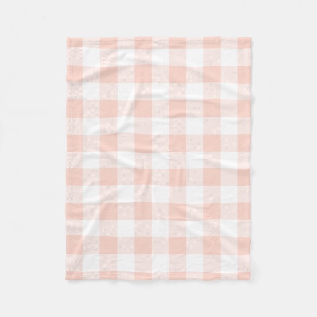 Pink and White Plaid Fleece Blanket (Front)