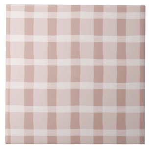Pink and White Plaid Pattern Tile