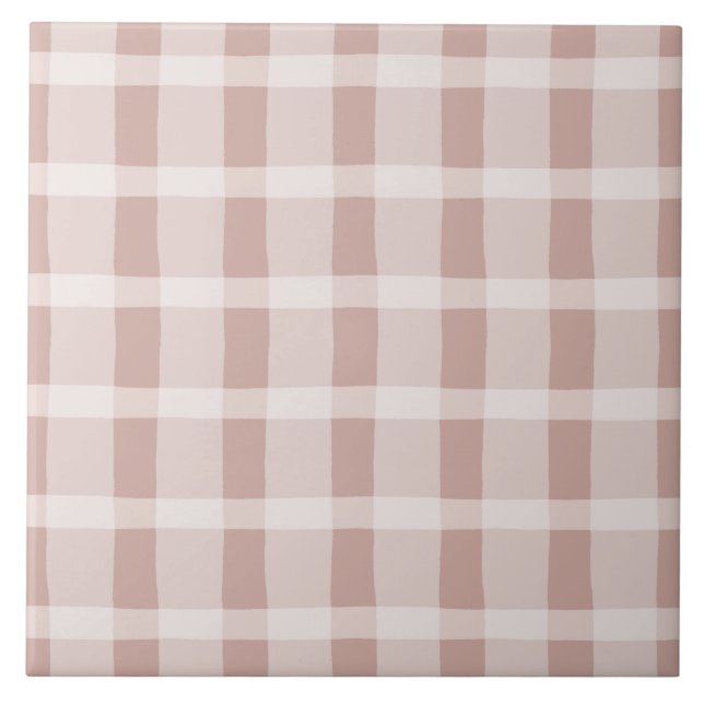 Pink and White Plaid Pattern Tile (Front)
