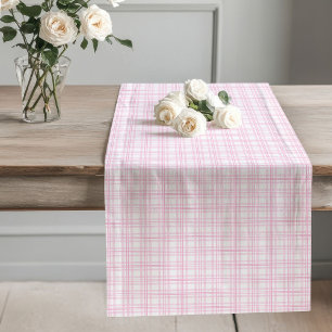 Pink and White Plaid Table Runner Vintage Charm