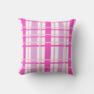 Pink and White Plaid Throw Pillow
