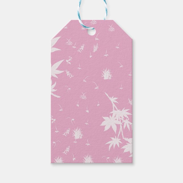 Pink and White Plants Gift Tags (Front)
