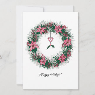 Pink and White Poinsettia Holiday Wreath