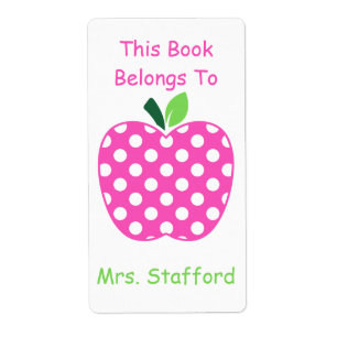 Pink and White Polka Dot Apple Personalized