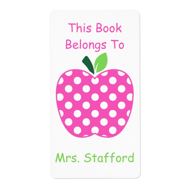 Pink and White Polka Dot Apple Personalized (Front)