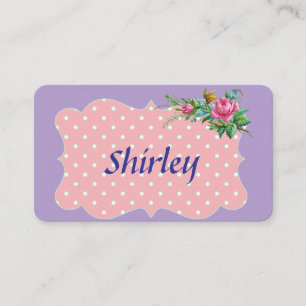 Pink and White Polka Dot Business Card