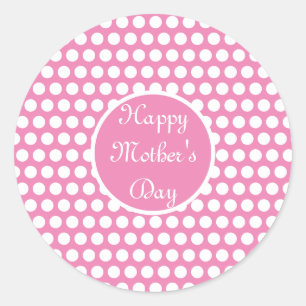 Pink and White Polka dot Classic Round Sticker