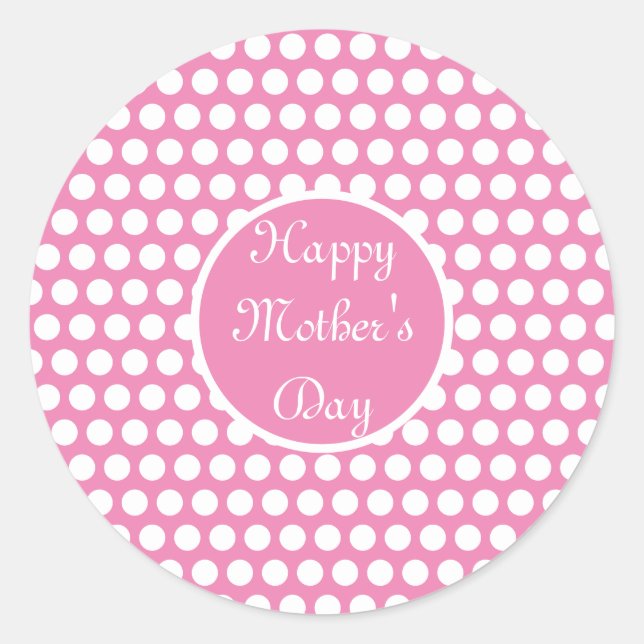 Pink and White Polka dot   Classic Round Sticker (Front)