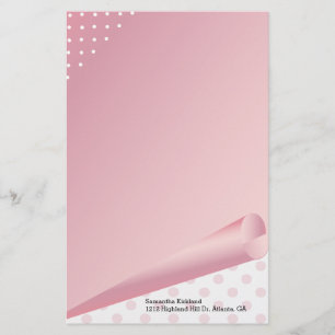 Pink and White Polka Dot Custom Stationery