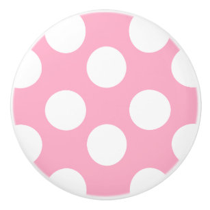Pink and White Polka Dot Furniture Knob