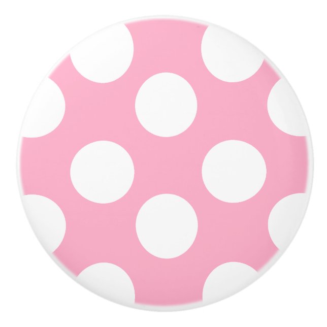 Pink and White Polka Dot Furniture Knob (Front)