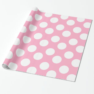 Pink and White Polka Dot Gift Wrapping Paper