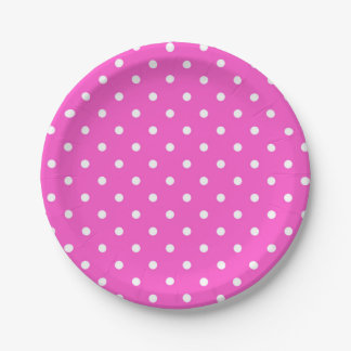 Pink and white polka dot modern glamour paper plate