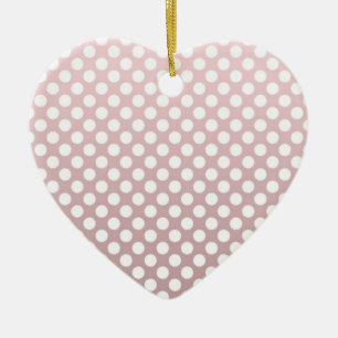 Pink and White Polka Dot Pattern Ceramic Ornament