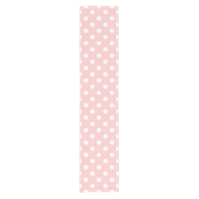 Pink and White Polka Dot Pattern Short Table Runner (Front)