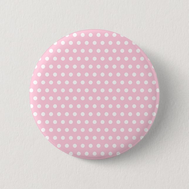Pink and White Polka Dot Pattern. Spotty. 2 Inch Round Button (Front)