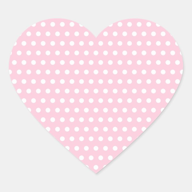 Pink and White Polka Dot Pattern. Spotty. Heart Sticker (Front)