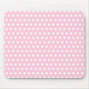 Pink and White Polka Dot Pattern. Spotty. Mouse Pad