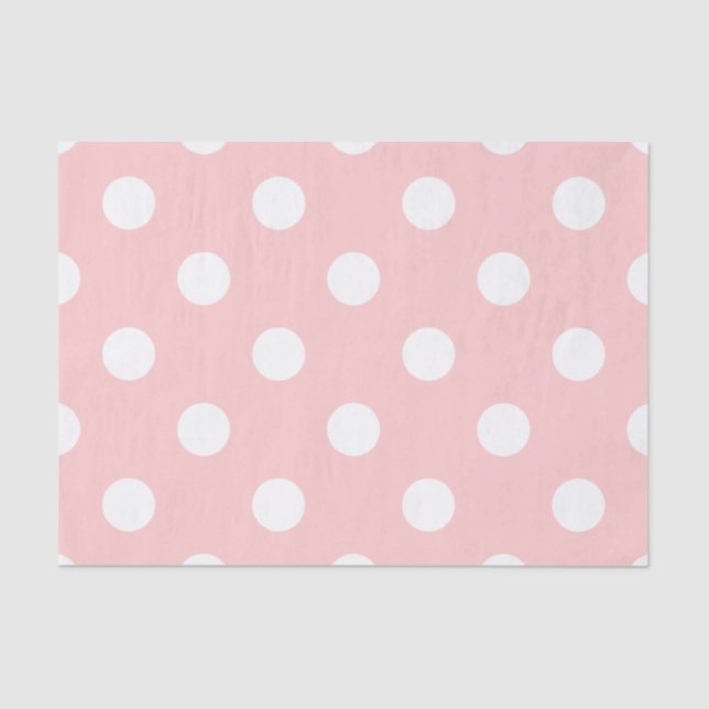 Pink and White Polka Dot Pattern Tissue Paper (Front)