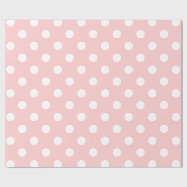 Pink and White Polka Dot Pattern Wrapping Paper (Flat)