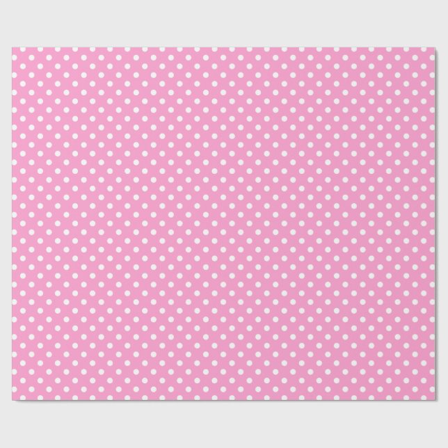 Pink and white polka dot pattern wrapping paper (Flat)