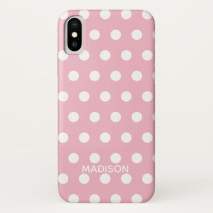 Pink and white polka dot  Personalised Name Case-Mate iPhone Case