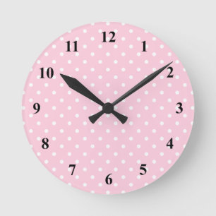 Pink and white polka dot wall clock Customizable