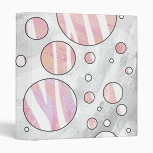Pink and White Polka Dot Zebra Binder