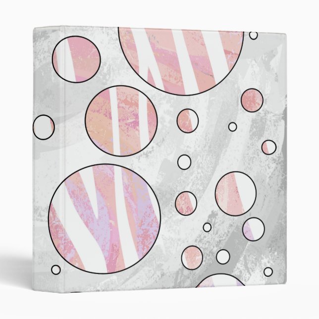Pink and White Polka Dot Zebra Binder (Front/Spine)