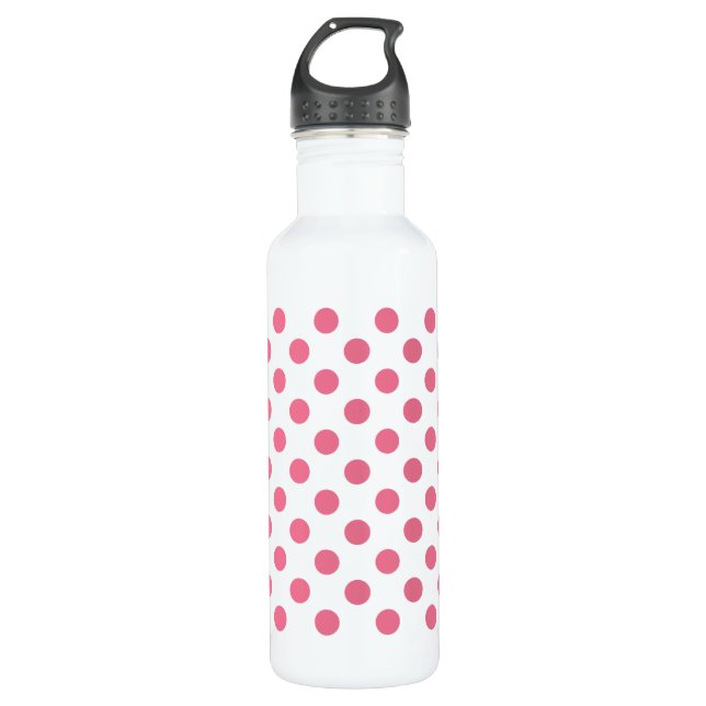 Pink and white polka dots 710 ml water bottle (Front)