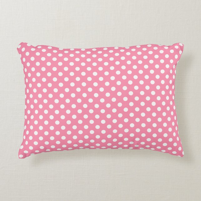 Pink and White Polka Dots Accent Pillow (Front)
