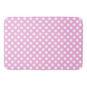 Pink and white polka dots   bath mat