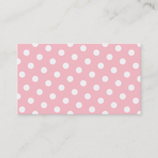 Pink and White Polka Dots Business Card (Front)