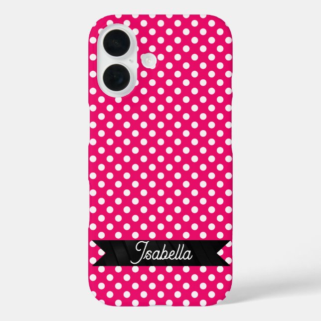 Pink and White Polka dots Case-Mate iPhone Case (Back)