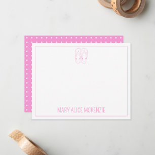Pink and White Polka Dots Flip Flops Card
