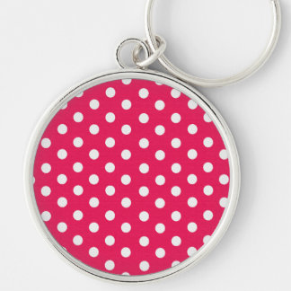 Pink And White Polka Dots Keychain
