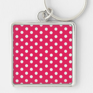Pink And White Polka Dots Keychain