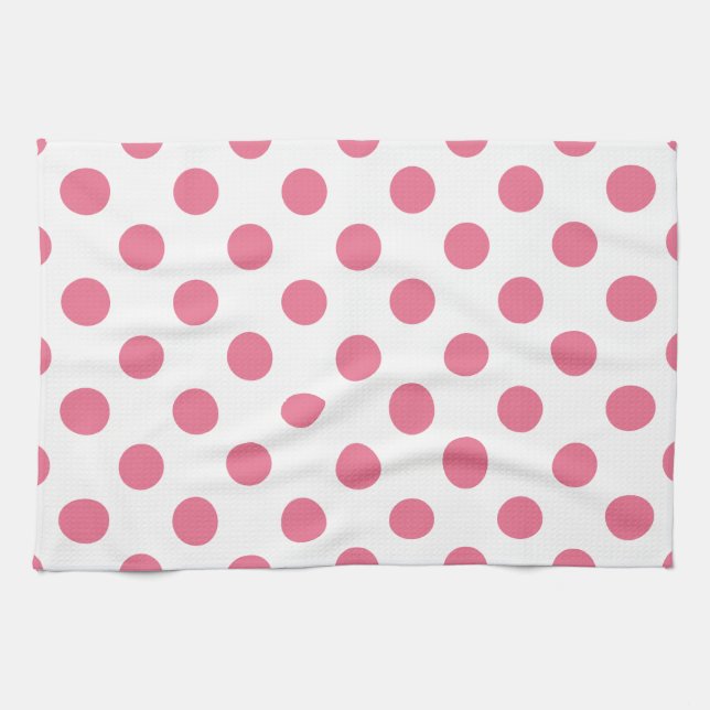 Pink and white polka dots kitchen towel (Horizontal)