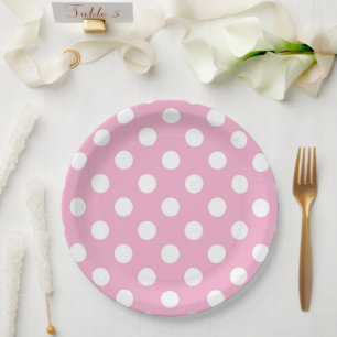 Pink And White Polka Dots Paper Plate
