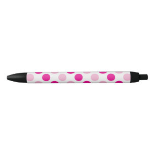 Pink and white polka dots pattern black ink pen