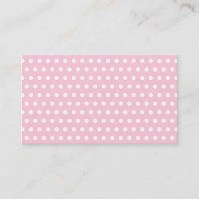 Pink and White Polka Dots Pattern. Business Card (Front)