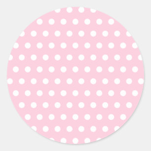 Pink and White Polka Dots Pattern. Classic Round Sticker
