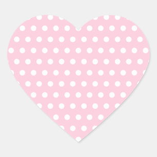 Pink and White Polka Dots Pattern. Heart Sticker